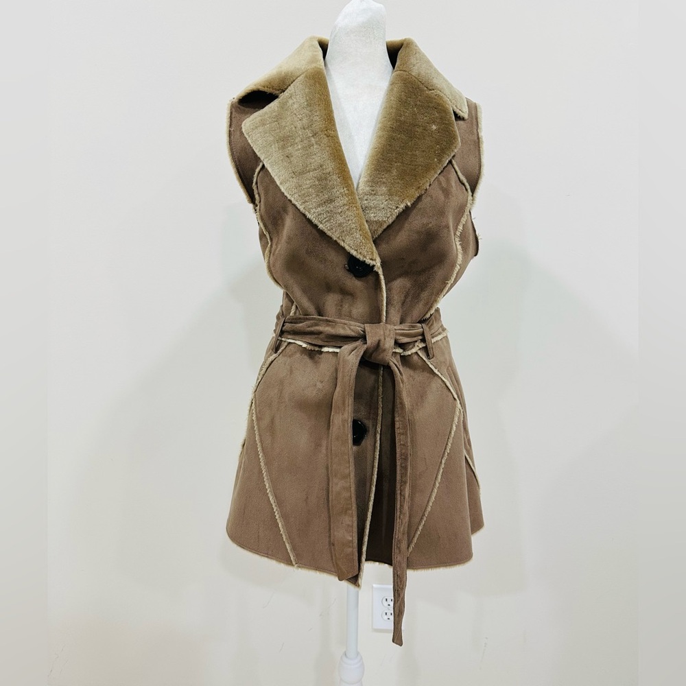 Brown Sleeveless Women's Coat